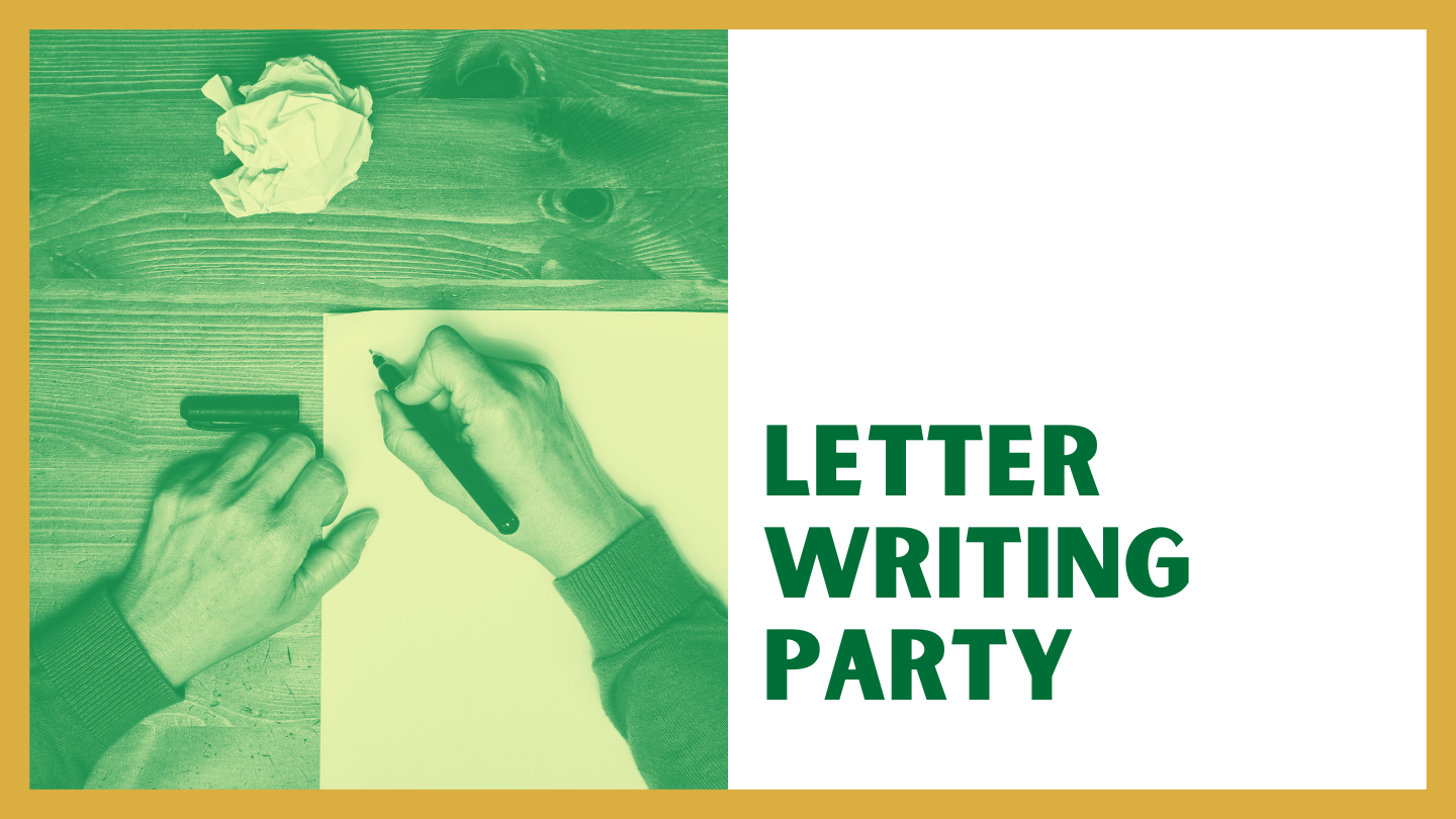 Letter writing party, person writing a letter.